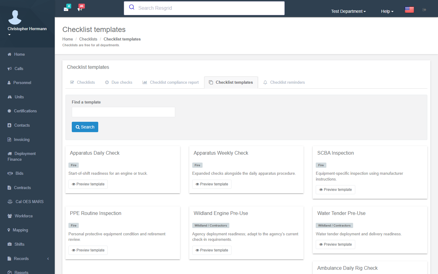 Versioned checklists built for operational evidence