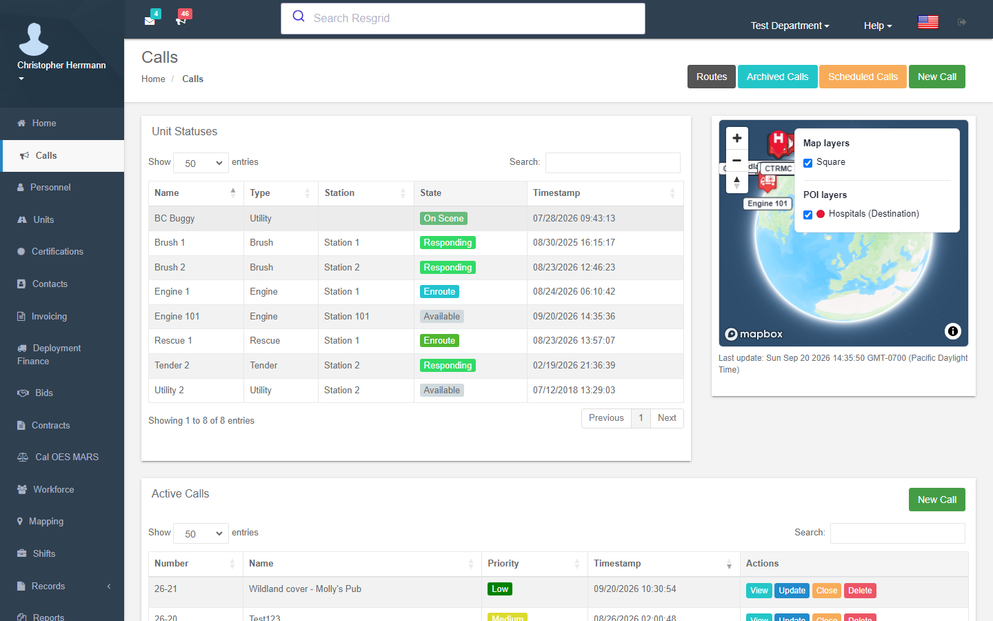 Resgrid Dispatch Dashboard